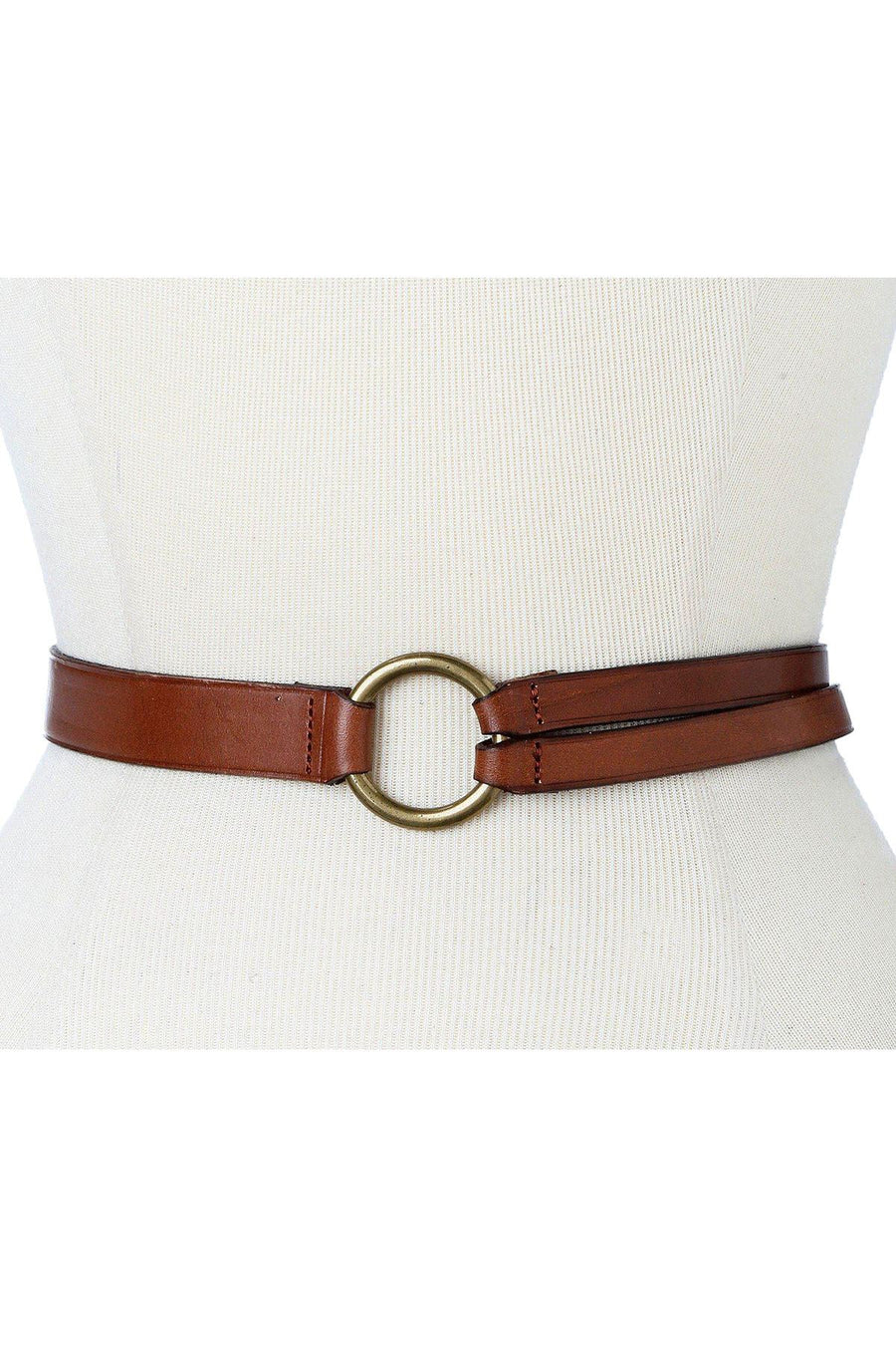 Lauren Ralph Lauren Tan Vachetta Tri-Strap Leather Belt