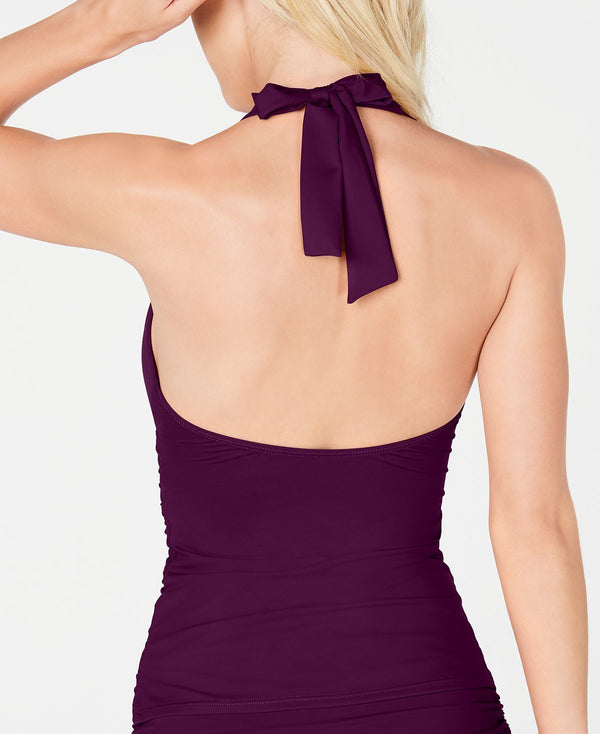 Lauren Ralph Lauren Tummy-control Halter Tankini Top Eggplant