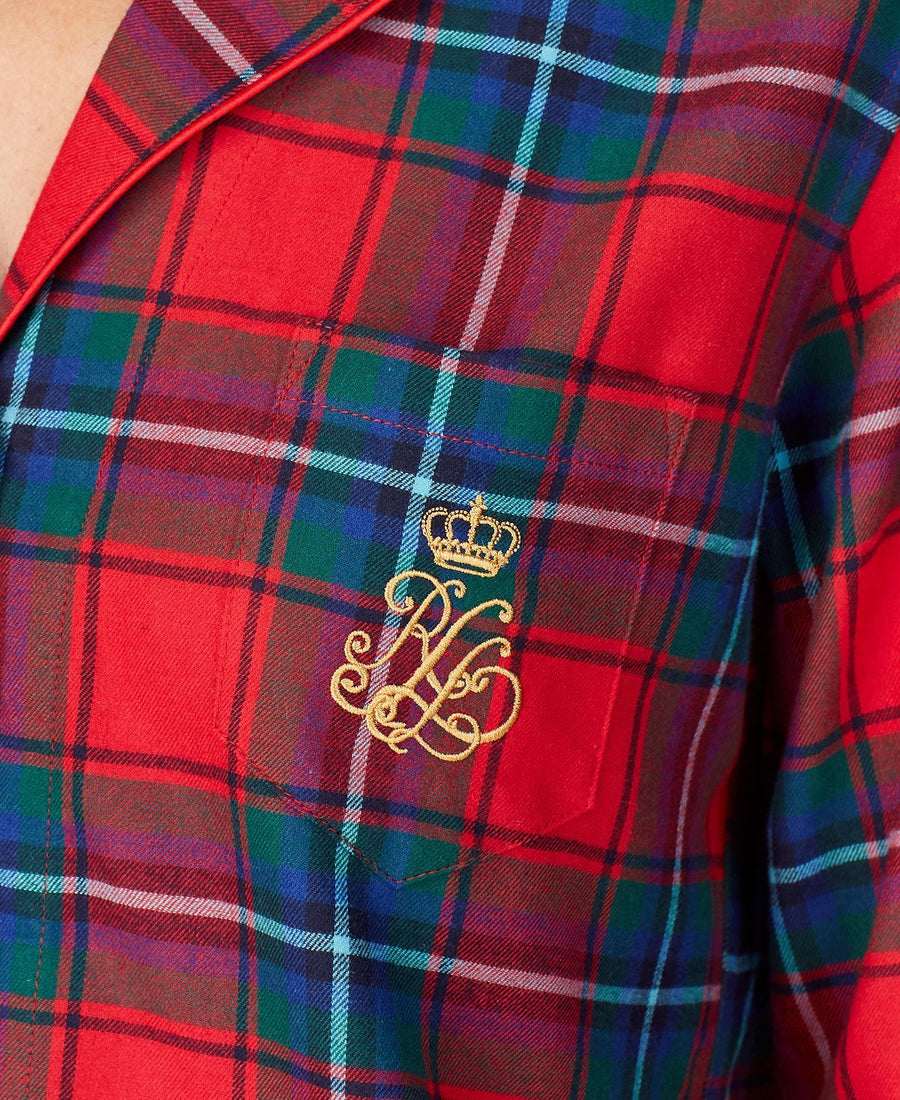 Lauren Ralph Lauren Wo Brushed Twill Pajama Set Red Plaid