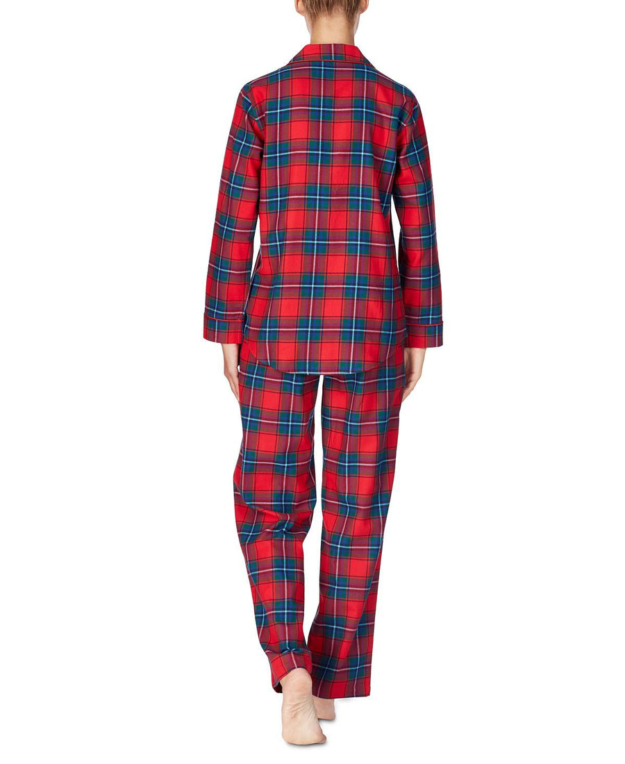 Lauren Ralph Lauren Wo Brushed Twill Pajama Set Red Plaid