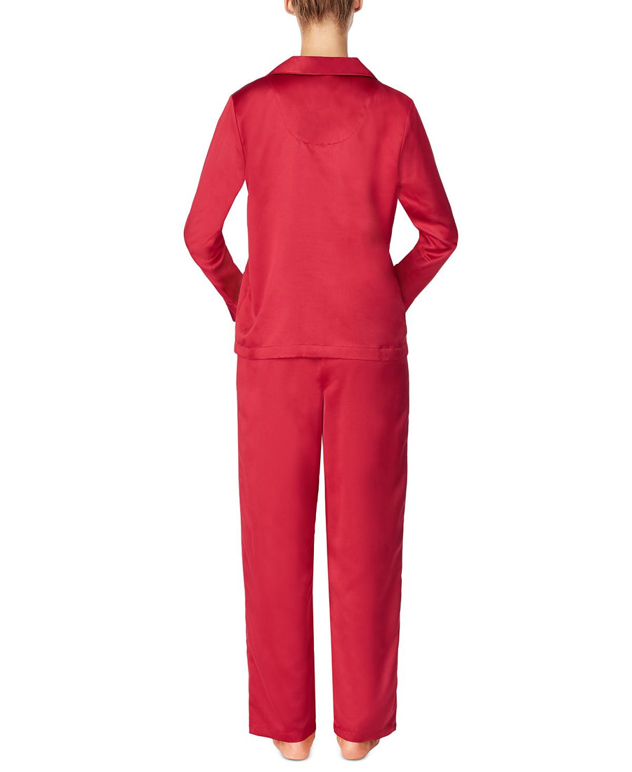 Lauren Ralph Lauren Wo Satin Pajama Set Crimson