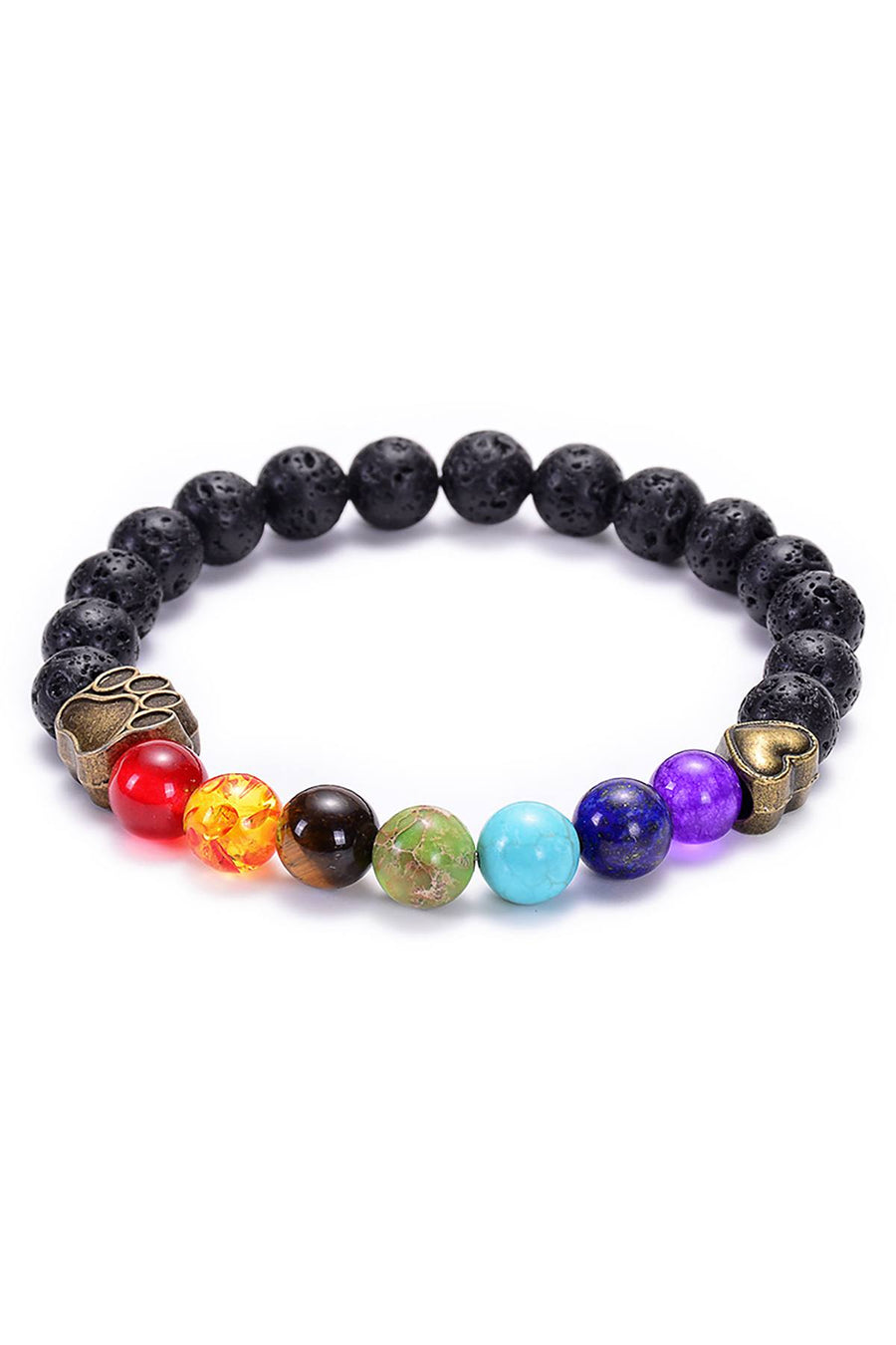 Lava Stone 7-Chakra Dog Lover Reiki Healing Bracelet