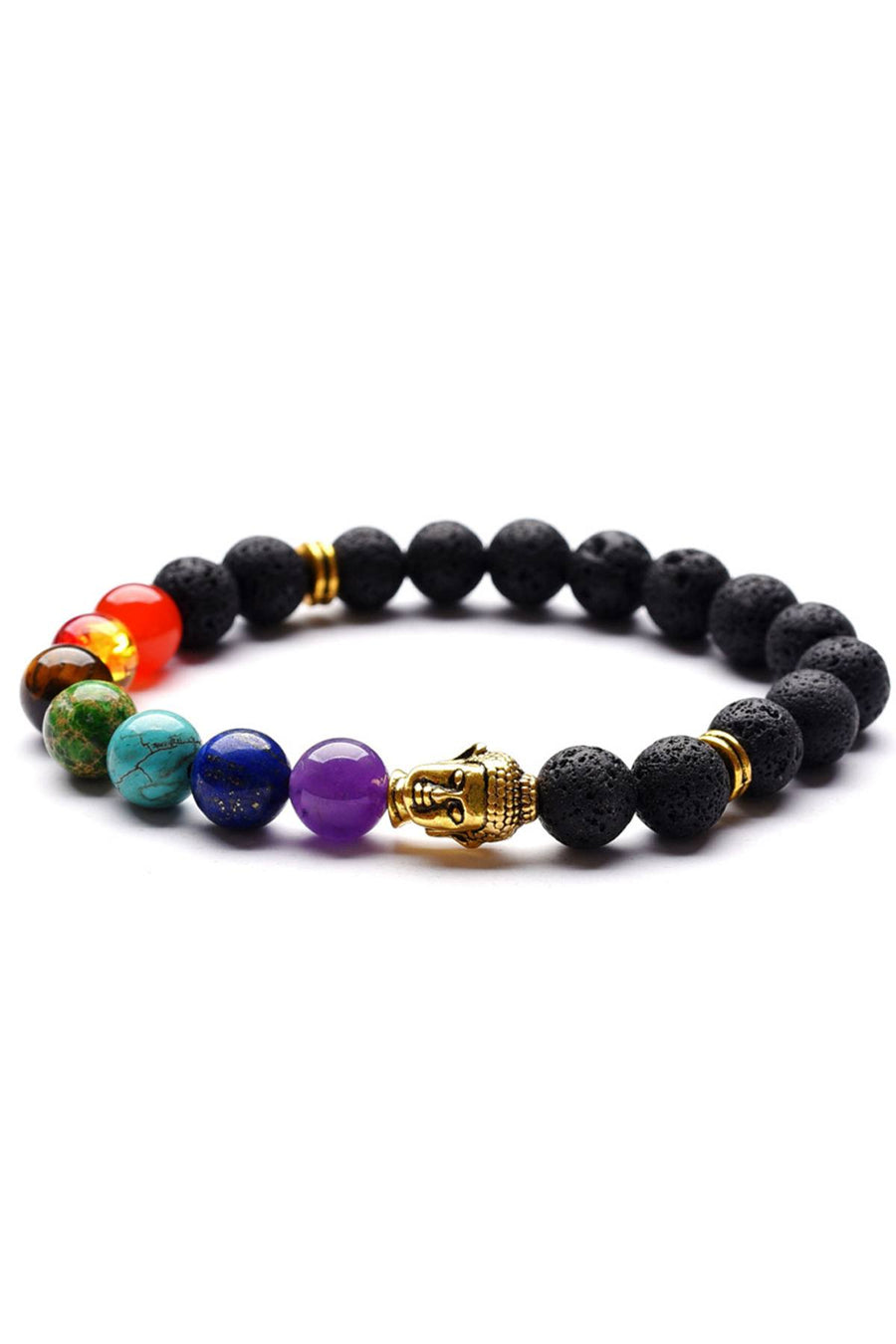 Lava Stone 7-Chakra Gold Buddha Reiki Healing Bracelet