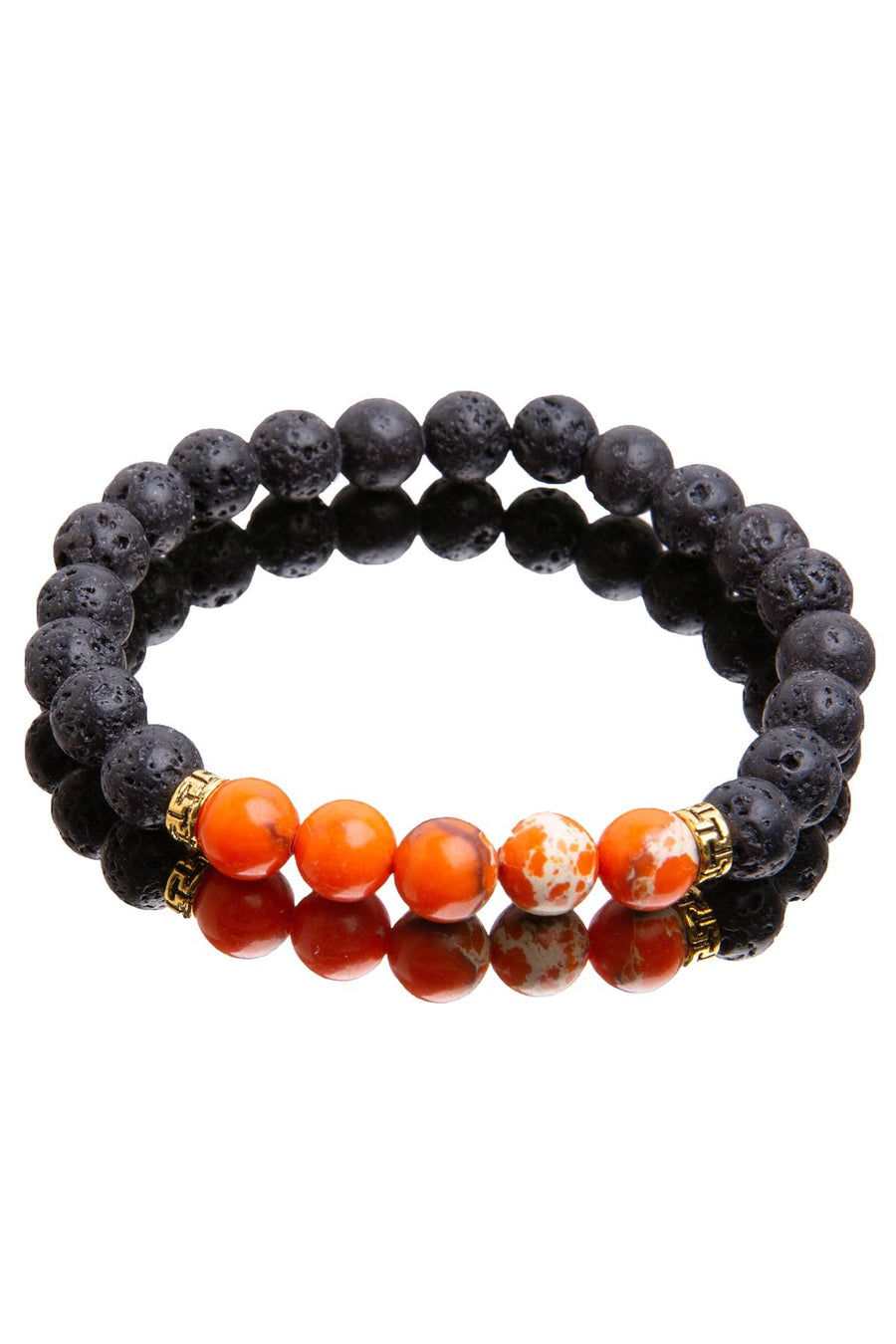 Lava Stone / Orange Imperial Stone Reiki Healing Bracelet