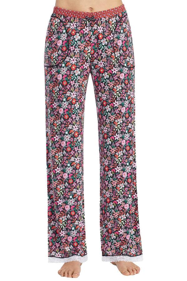 Layla Floral Printed Lace Hem Pajama Pants