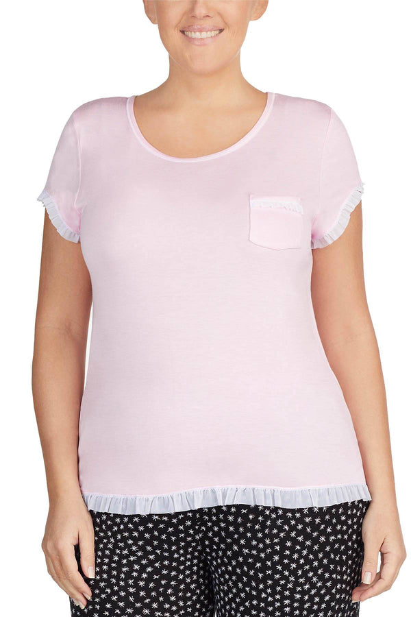 Layla PLUS Blush Ruffle Trim Lounge Top