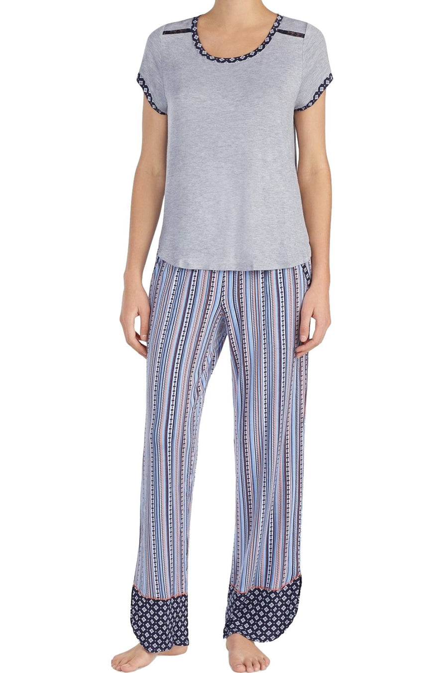 Layla Periwinkle-Stripe Drawstring-Tassle Lounge Pant