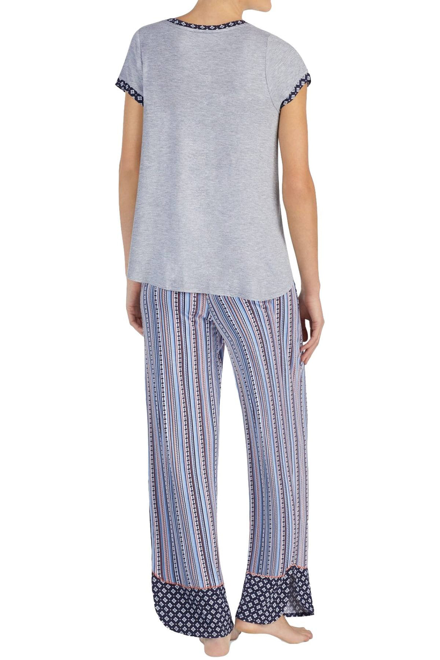 Layla Periwinkle-Stripe Drawstring-Tassle Lounge Pant
