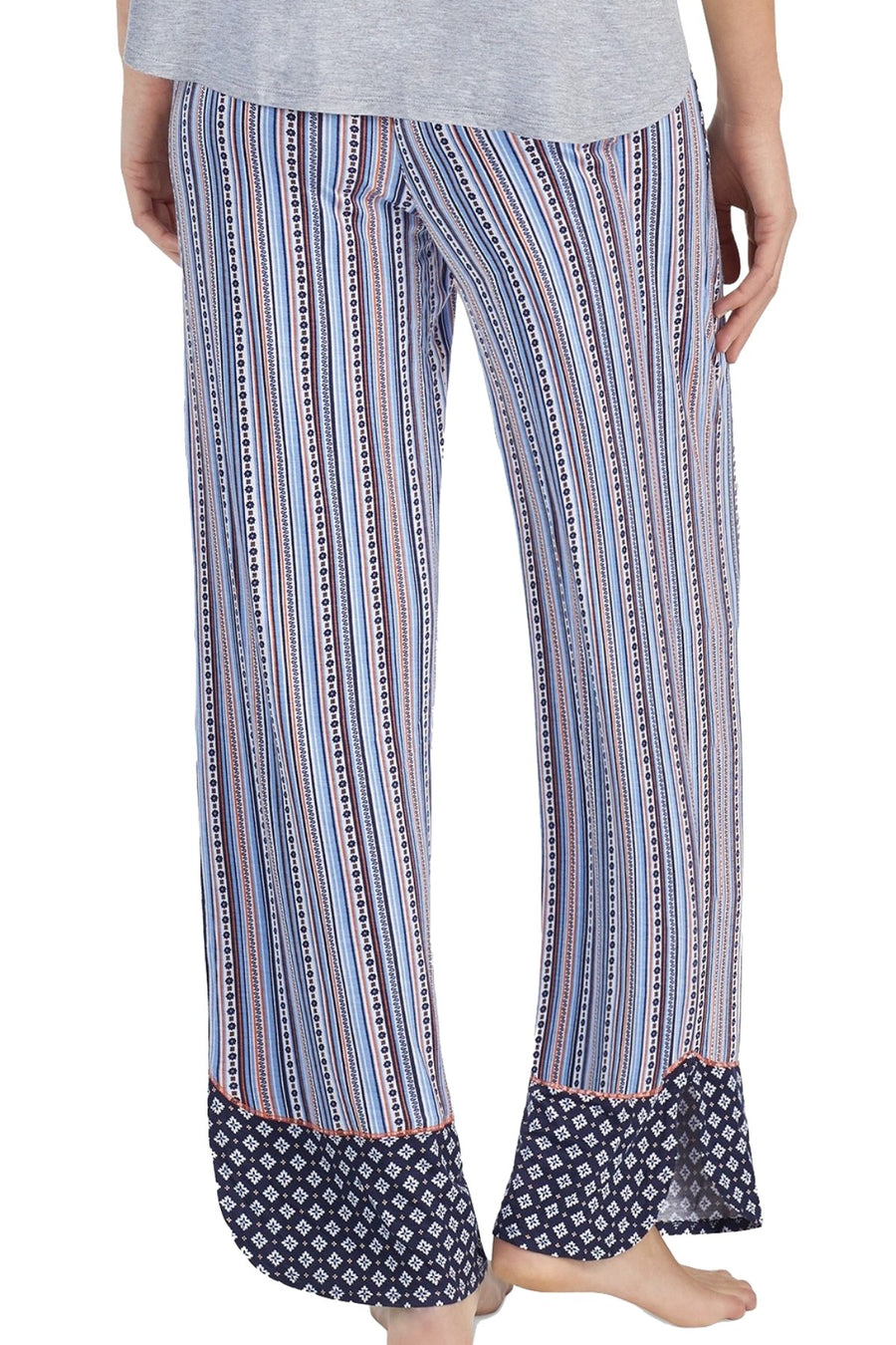 Layla Periwinkle-Stripe Drawstring-Tassle Lounge Pant