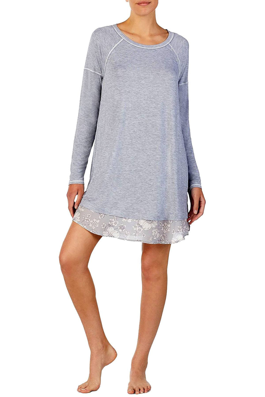 Layla Solid Hem Sleepshirt in Grey Heather