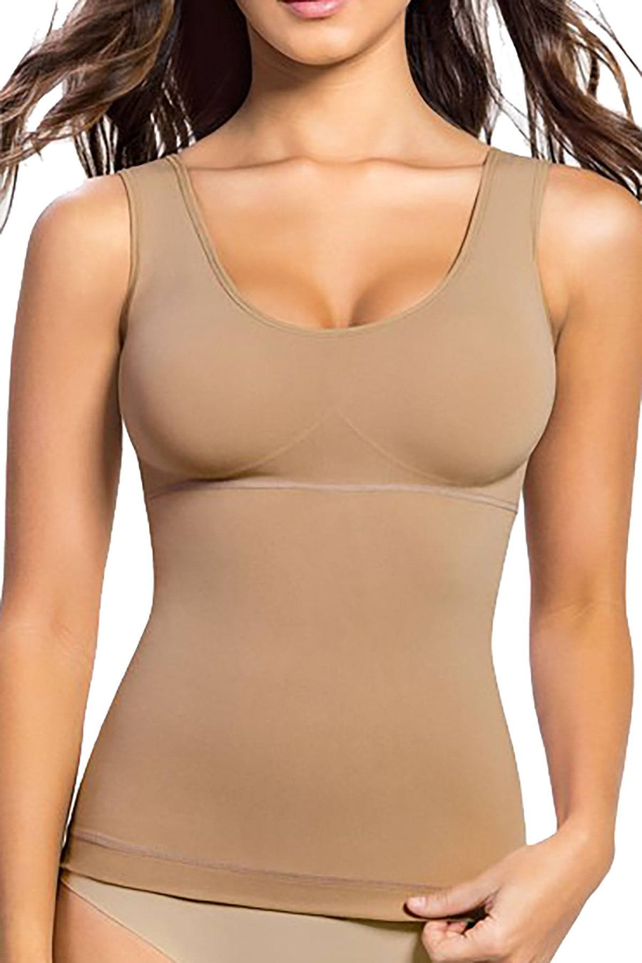 Leonisa Tummy Smoothing Tank with Back Support in Brown