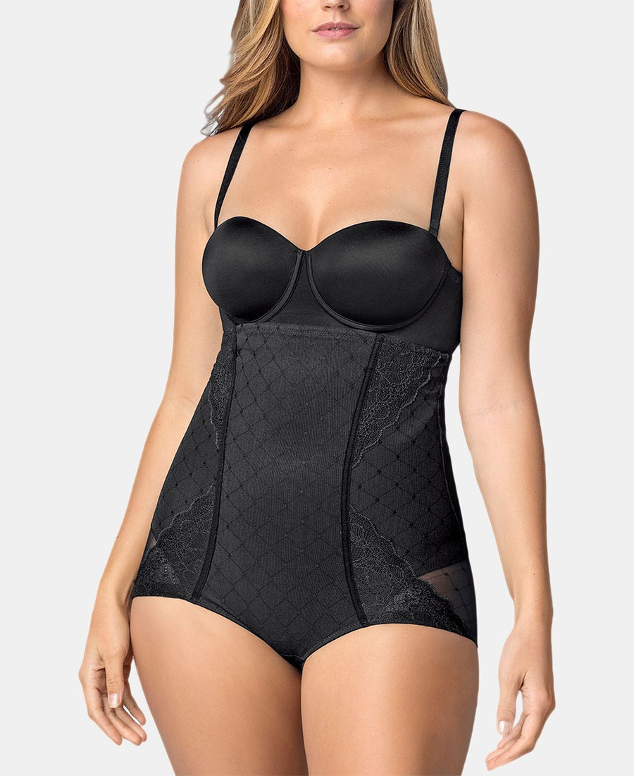 Leonisa Wo Lace-detail High-waist Control Panty 012849 Black