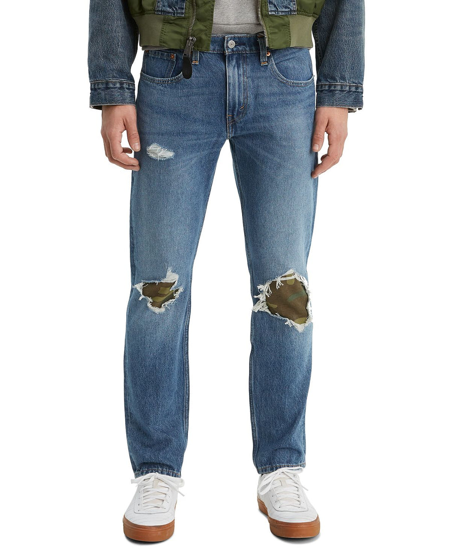 Levi's 502 Tapered Fit Ripped With Camo Print Repair Jeans E Collins