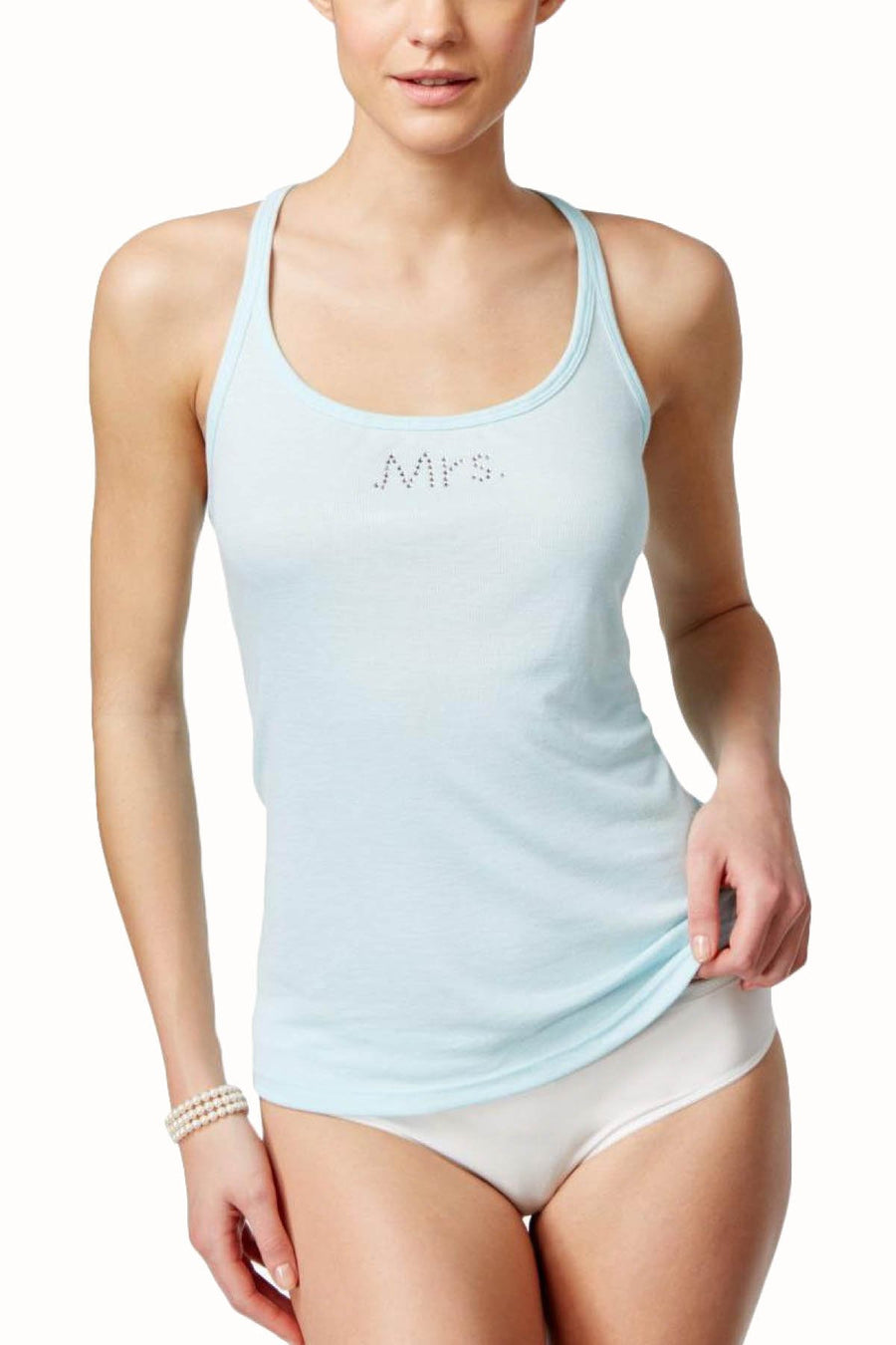 Linea Donatella Blue MRS Embellished Lace-back Pajama Top