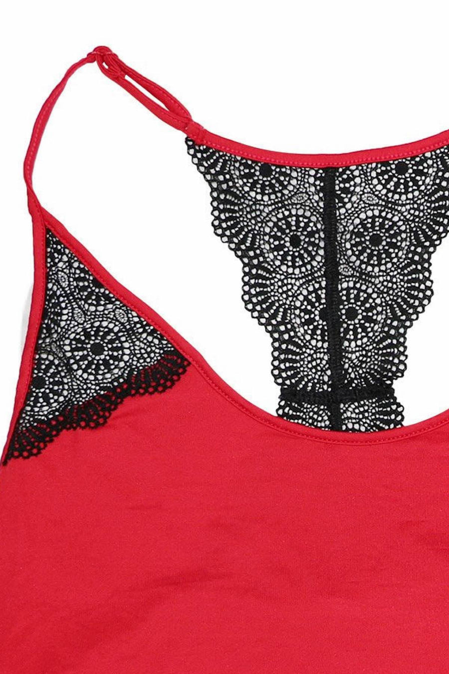 Linea Donatella Crimson-Red Lace Racerback Cami & Short 2-Piece Set