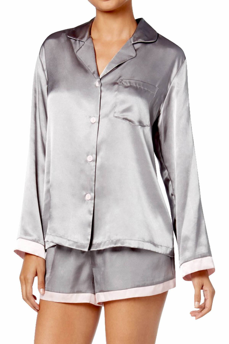 Linea Donatella Grey/Pink Satin Pajama Set