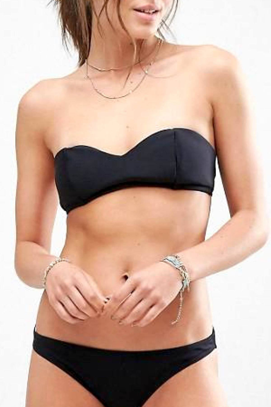 Lolli Black Floaties Foam Bandeau Top w/ Detachable Halter Strap