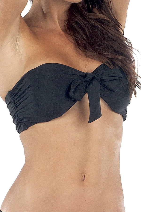 Lolli Front Tie Bandeau Top in Black