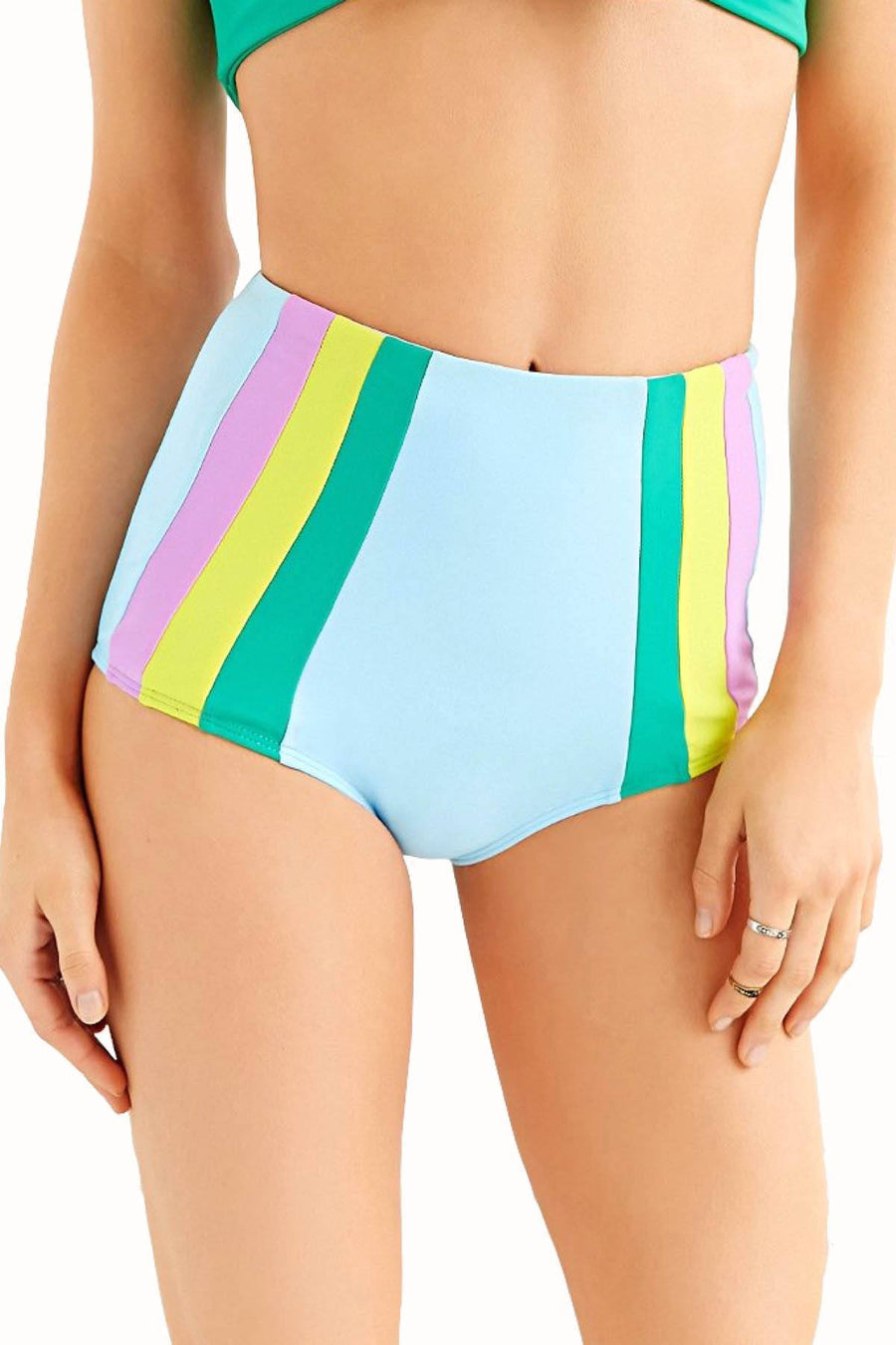 Lolli Light Blue & Stripes High Waisted Bottom