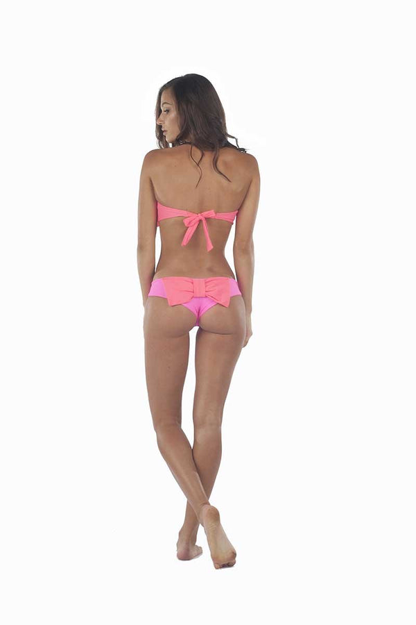 Lolli Neon Coral Big Bow Bandeau Top