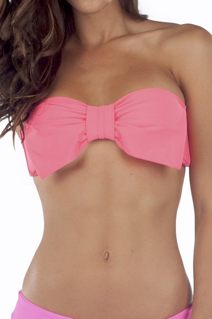 Lolli Neon Coral Big Bow Bandeau Top