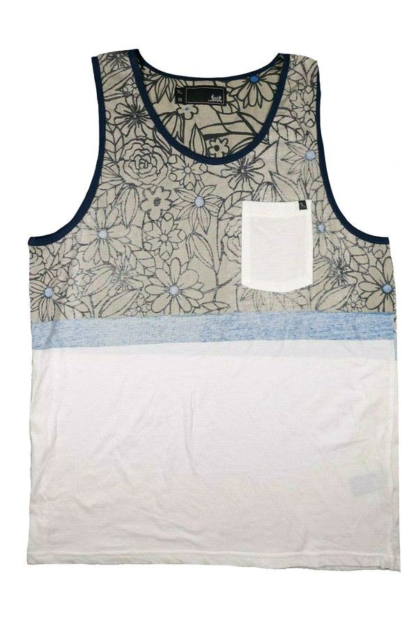 ...Lost Enterprises Grey/Blue/White Soulcraft Knit Tank Top