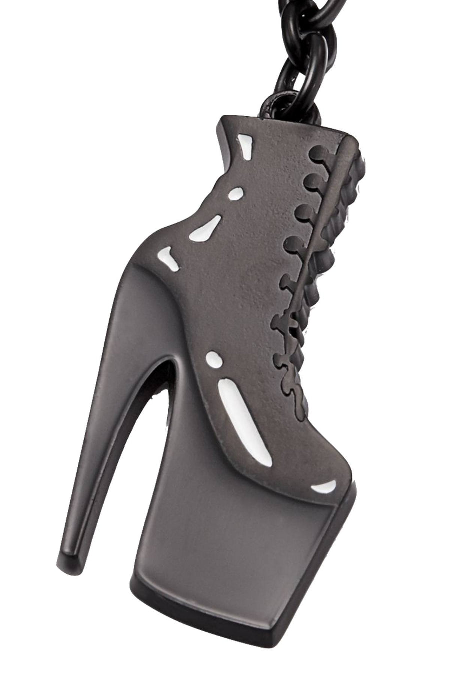 Love Bravery Black Stiletto-Boot Enamel Keychain