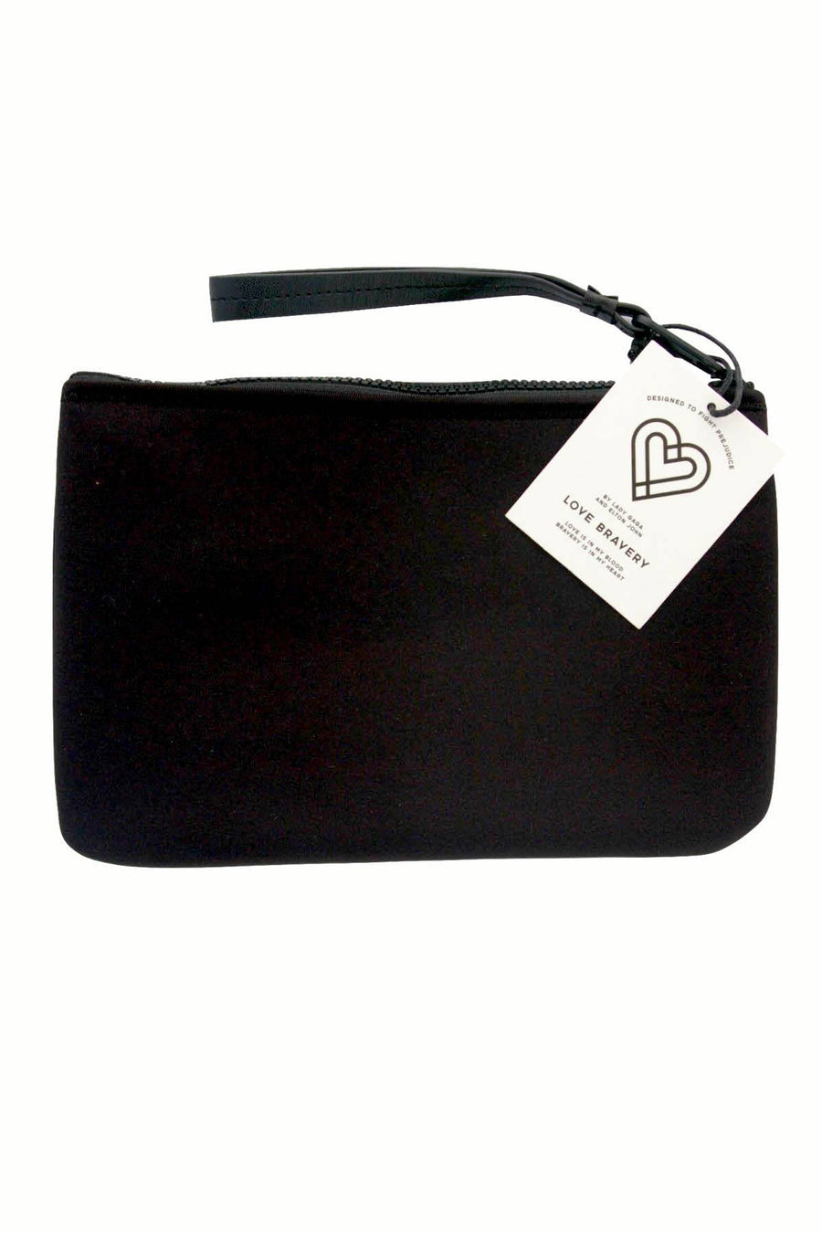 Love Bravery Black/White Piano Wristlet Zip Pouch
