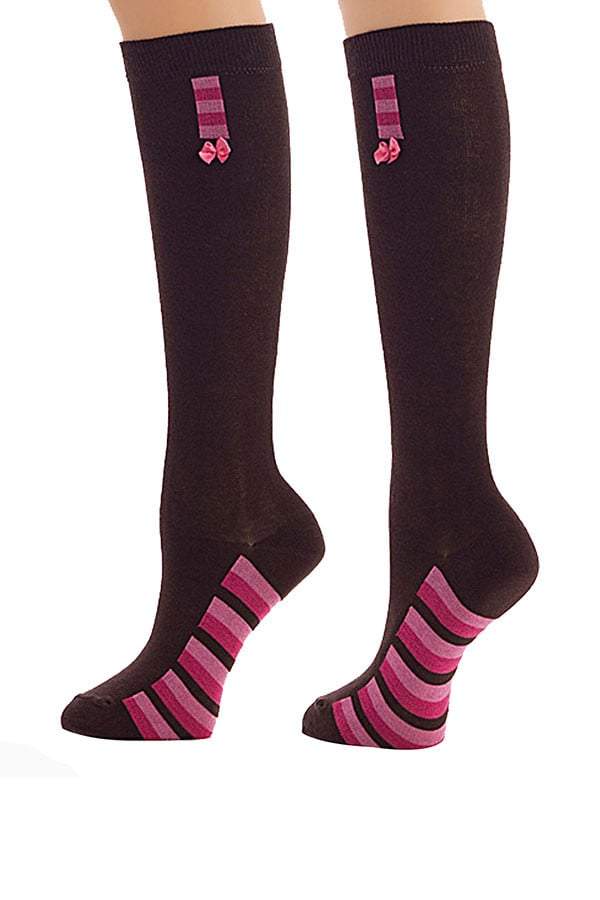 Lucci Brown Bowtie Calf High Sock