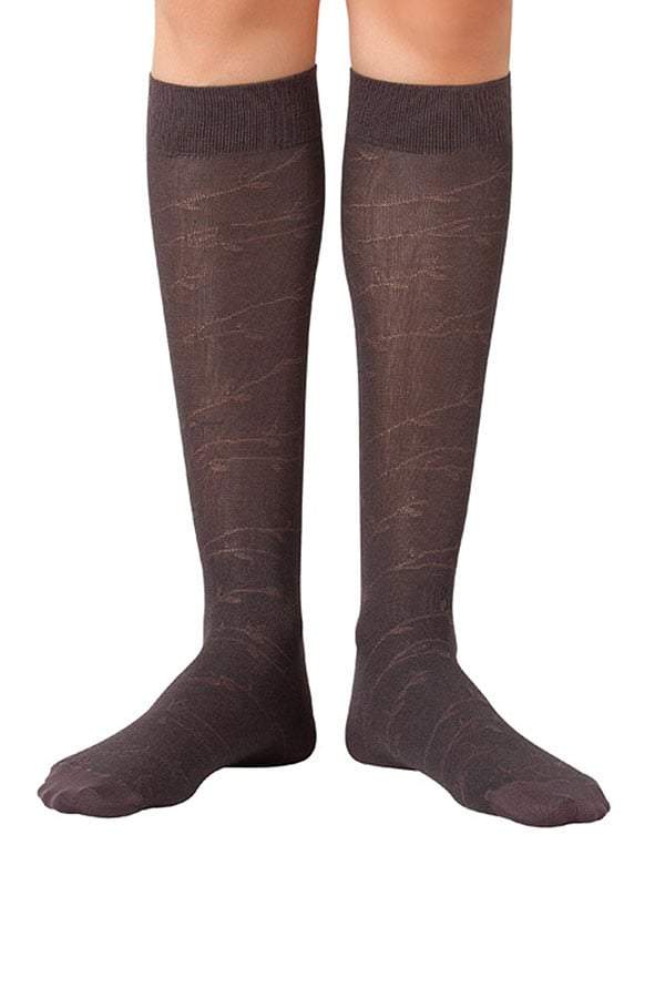 Lucci Brown Twigs Calf High Sock