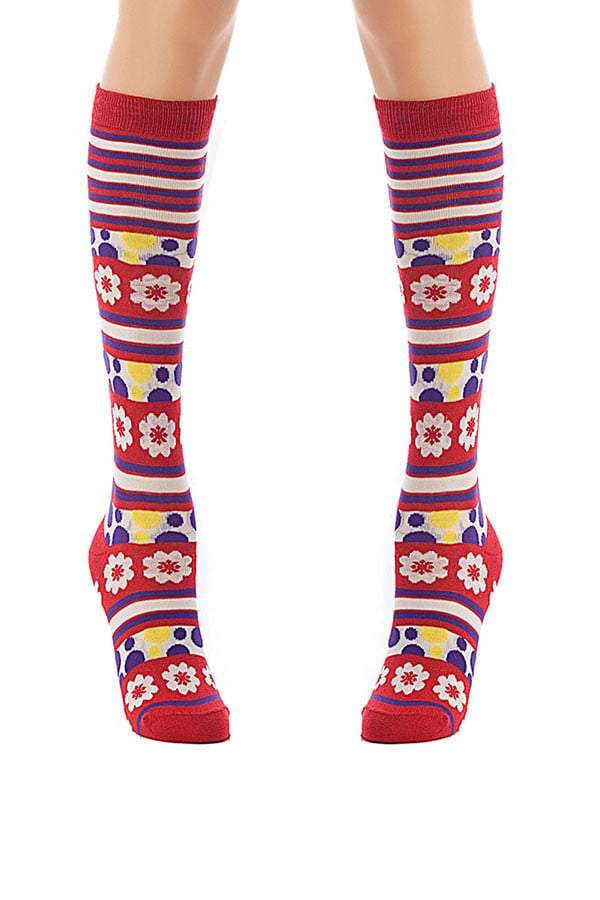 Lucci Red Camelia Calf High Sock