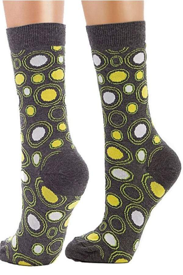 Lucci Yellow Raindrops Crew Sock