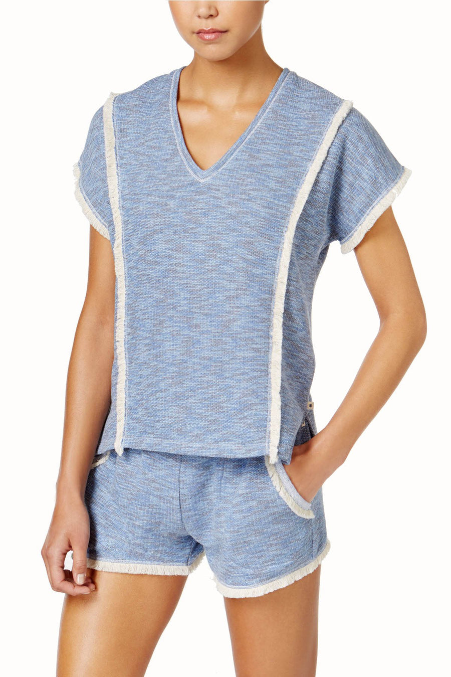 Lucky Brand Blue Brushed-Terry Pajama Poncho