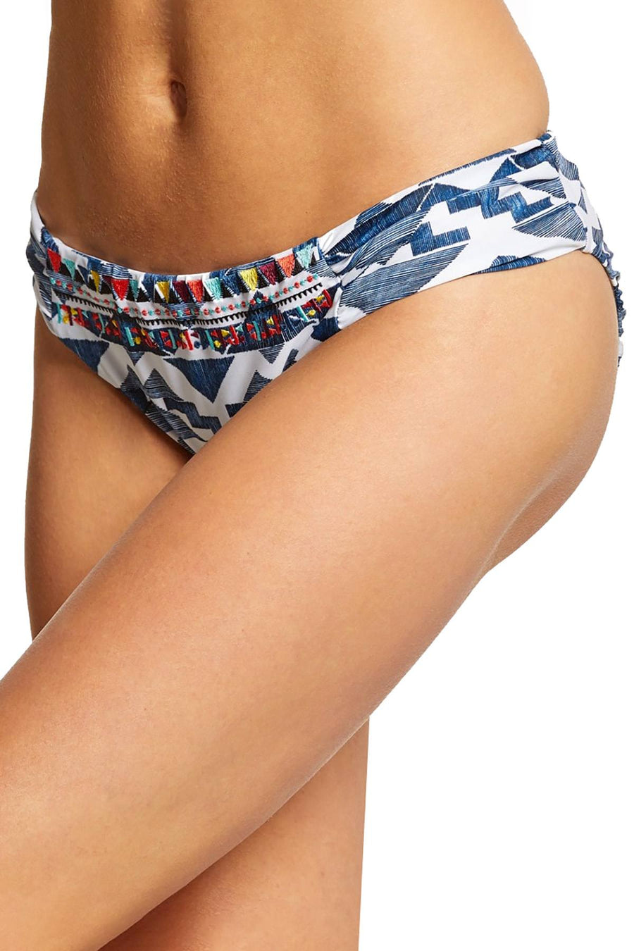 Lucky Brand Going South Embroidered Bikini Bottom in Indigo