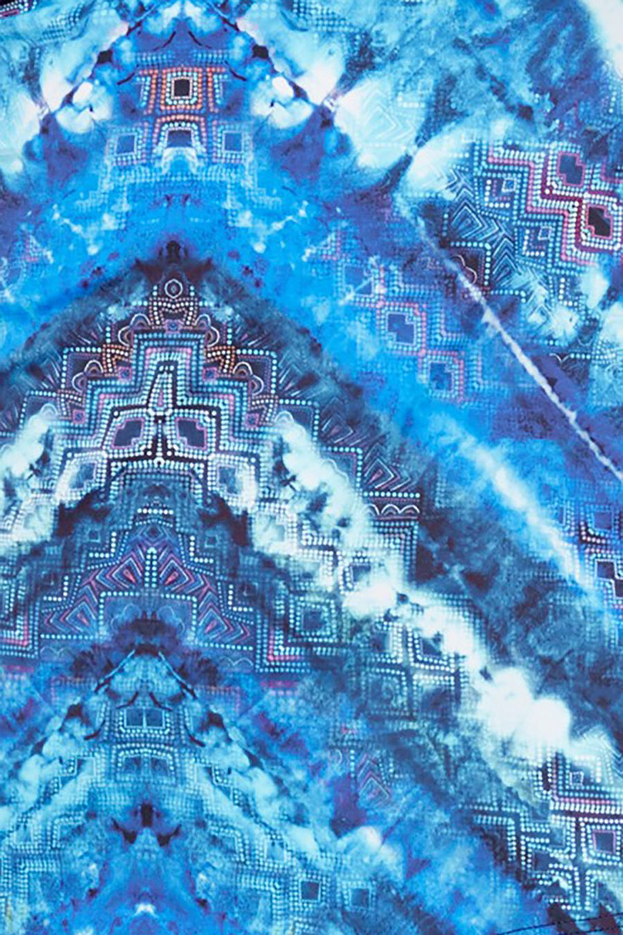 Lucky Brand Ocean Blue High Vibes Tie-Dyed Tankini Top