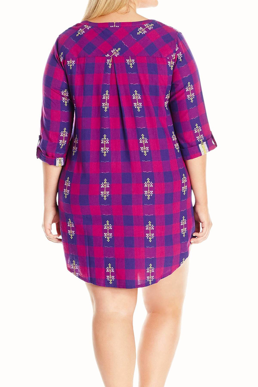 Lucky Brand PLUS Purple-Plaid Flannel Sleepshirt