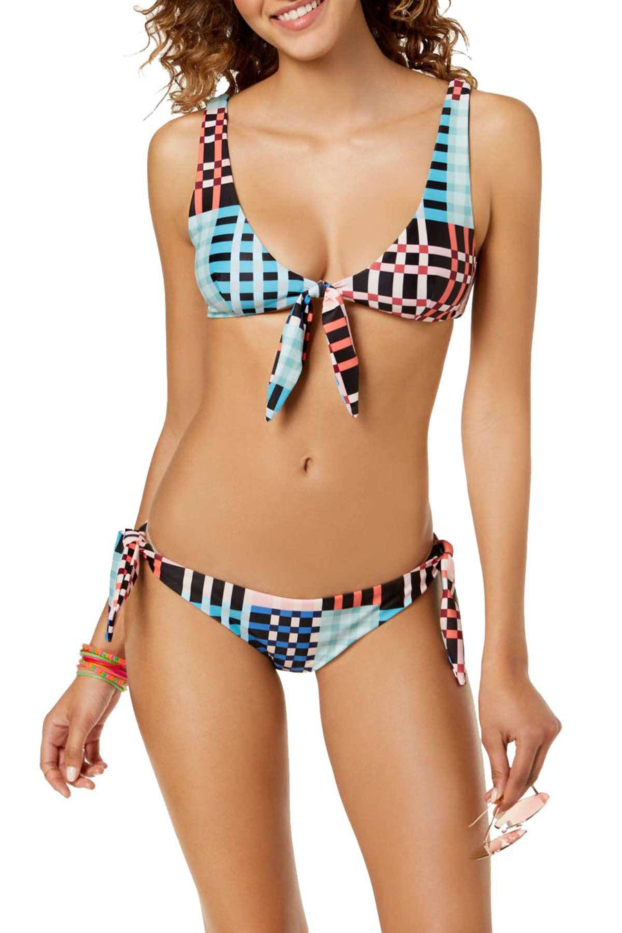 MINKPINK Penelope Tie Front Bikini Top in Multicolor