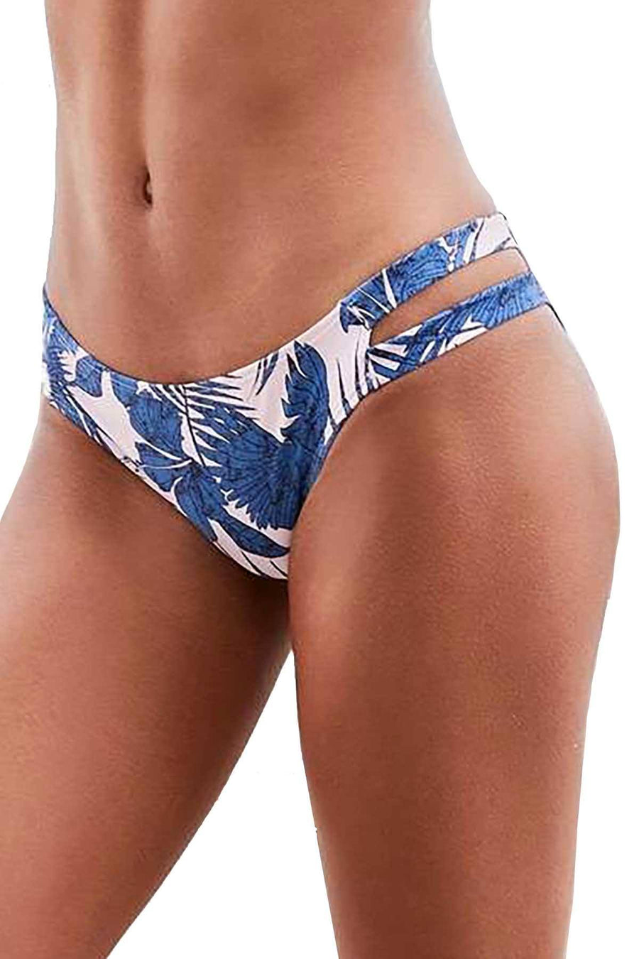 MINKPINK Pink/Blue Hibiscus Island Strappy Bikini Bottom