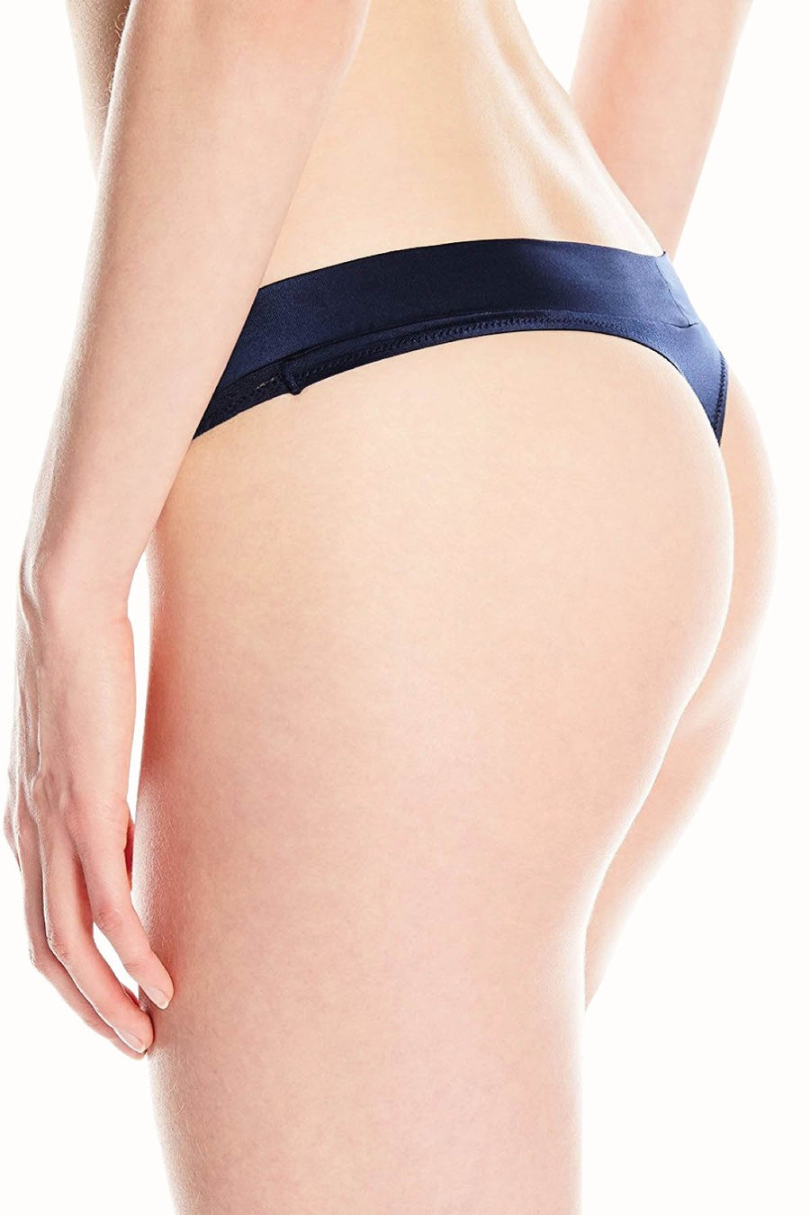 Maidenform Navy Smooth Luxe-Comfort Lace Wide-Band Thong