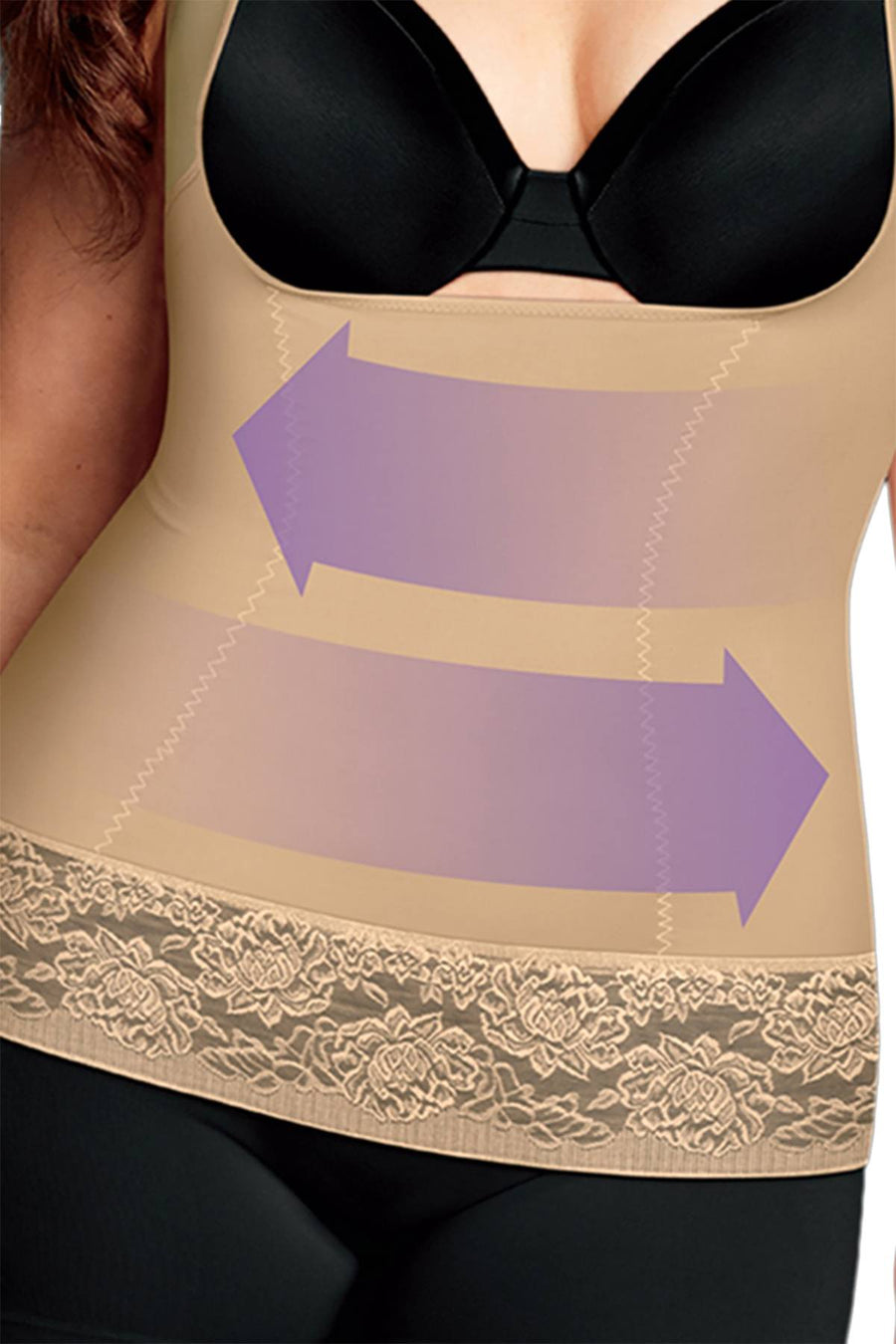 Maidenform PLUS Body Beige Curvy Firm Control Lace-Hem Torsette