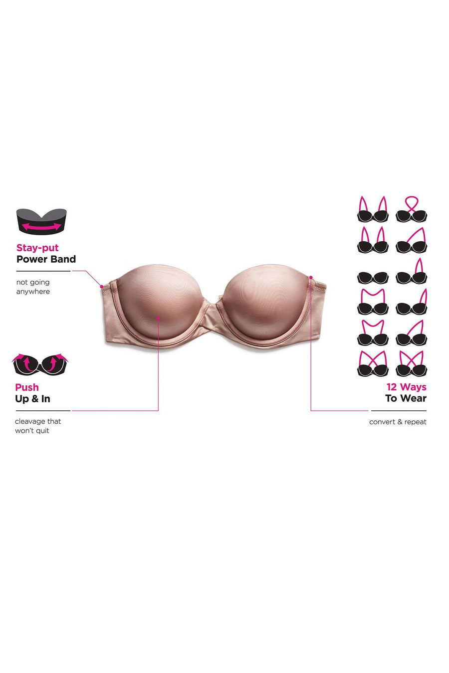 Maidenform Paris-Nude Love-the-Lift 12-Way Convertible Demi Bra