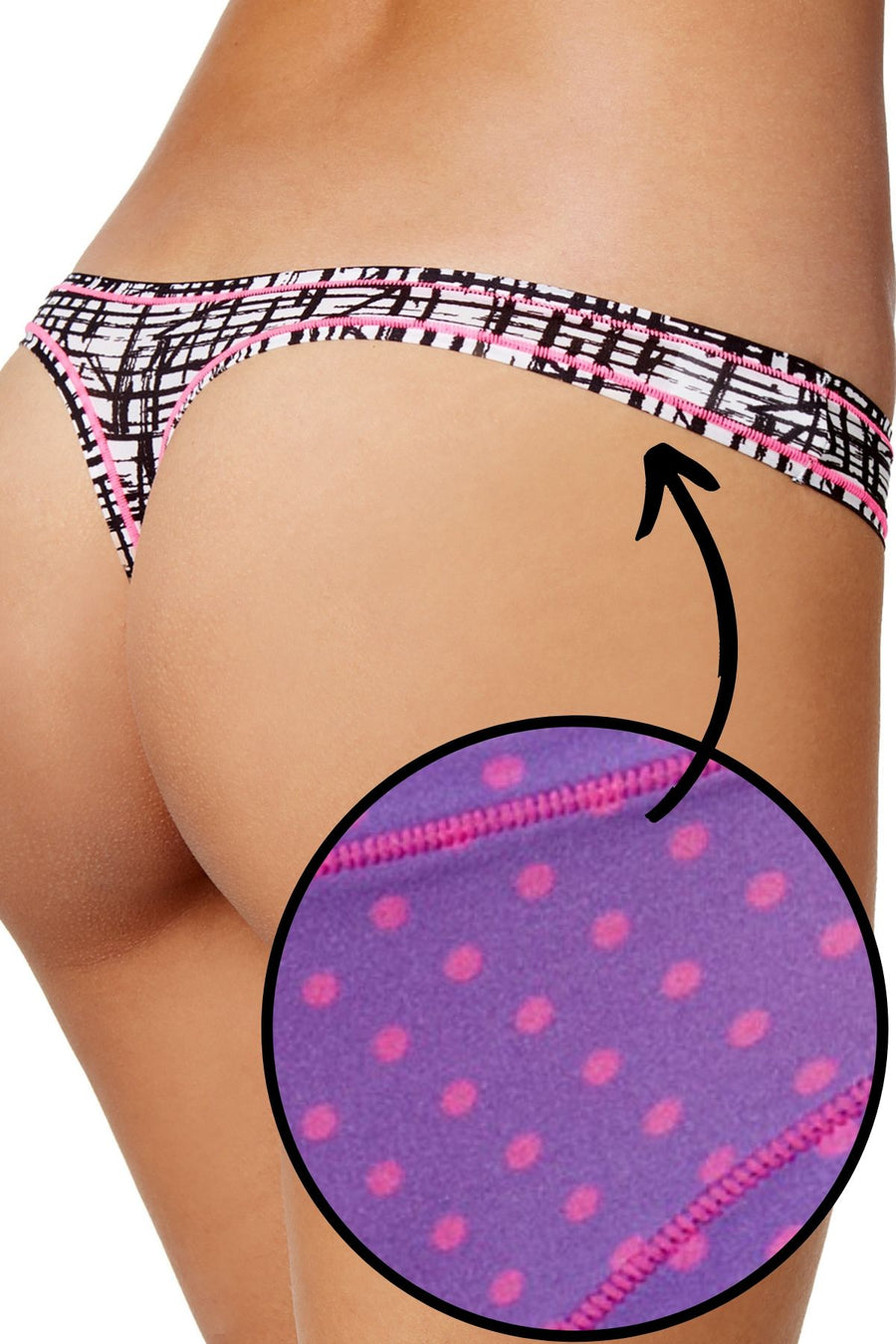Maidenform Purple and Magenta Polka Dot Sport Micro Thong