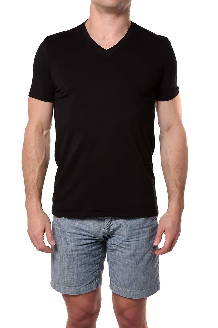 Male Basics Black Everyday Pima V-Neck Tee