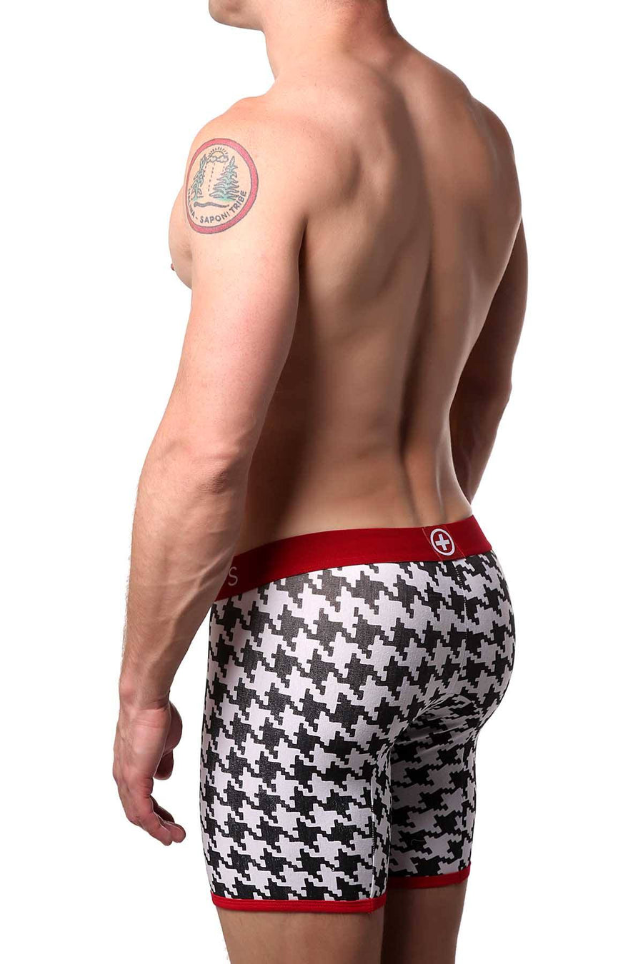 Male Basics Black/Red Houndstooth Boxer Brief