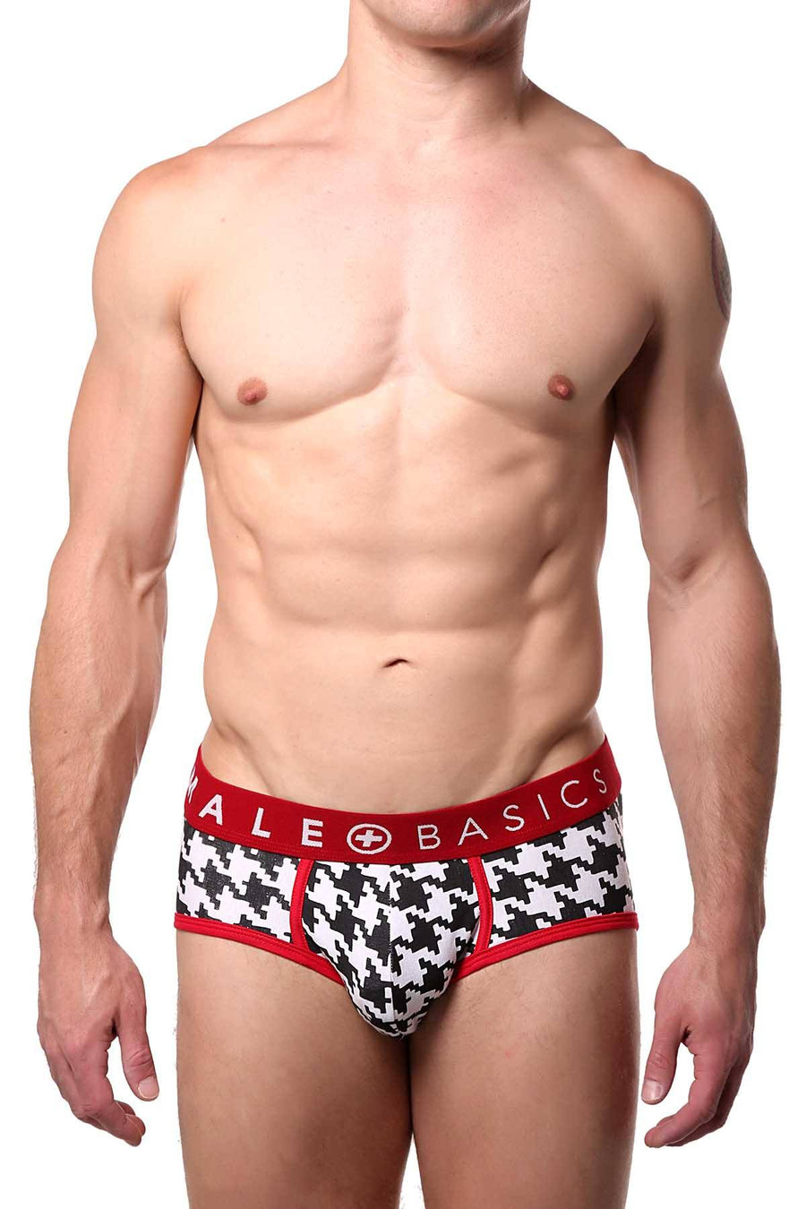 Male Basics Black/Red Houndstooth Brief