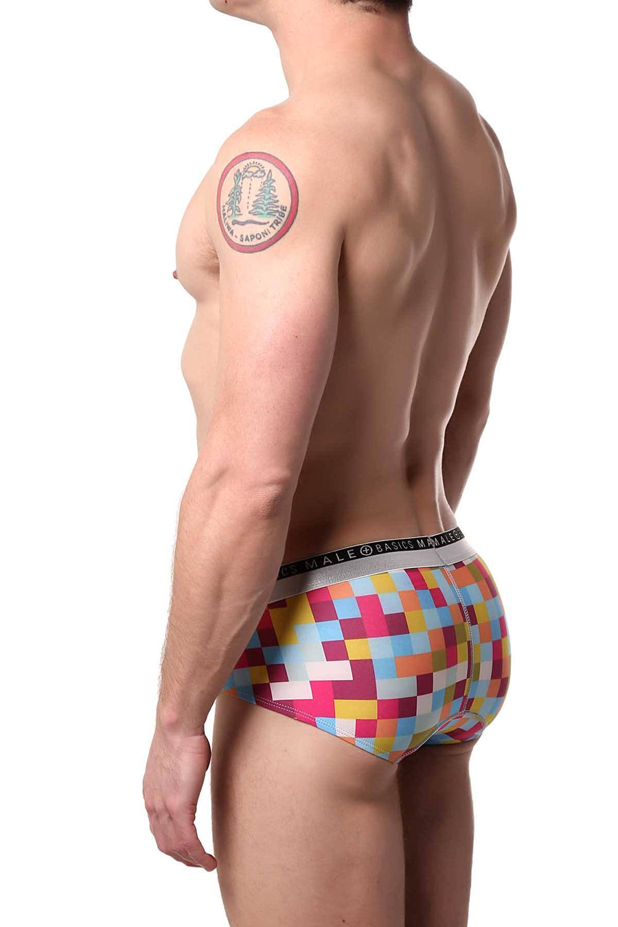 Male Basics Plum Pixels Hipster Brief