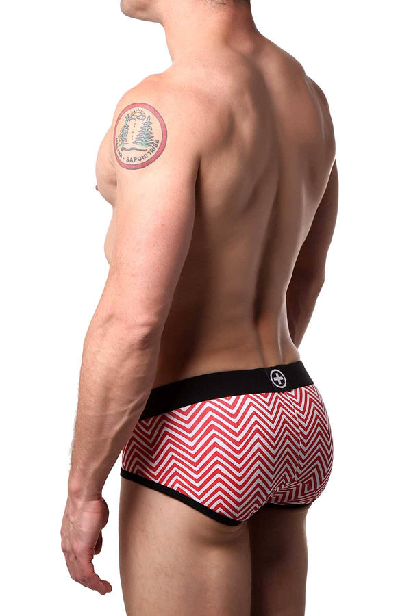 Male Basics Red/White Chevron Brief