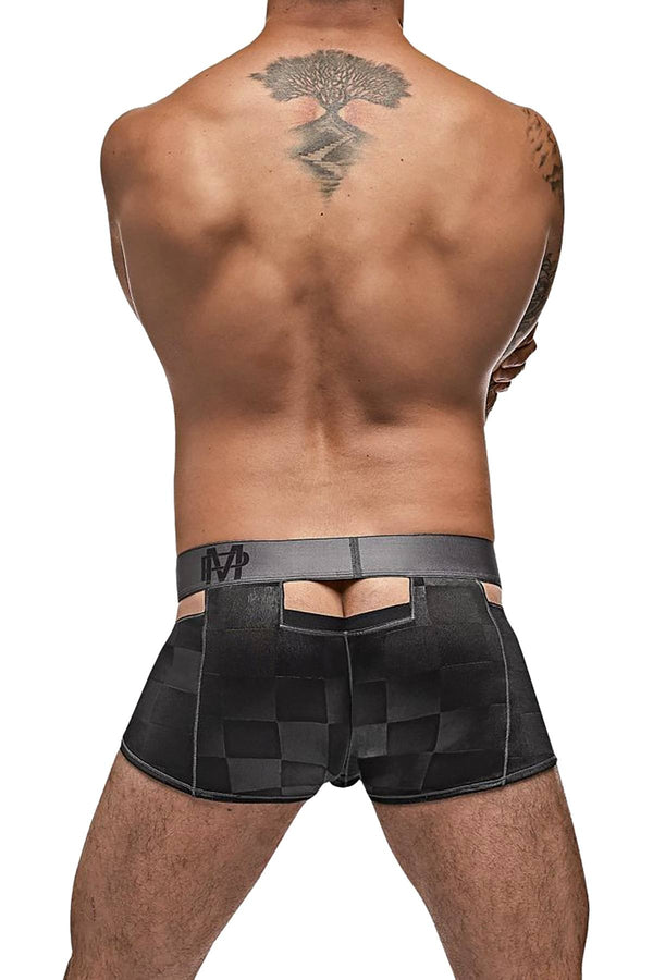 Male Power Black Checked Mate Cutout Boxer Brief