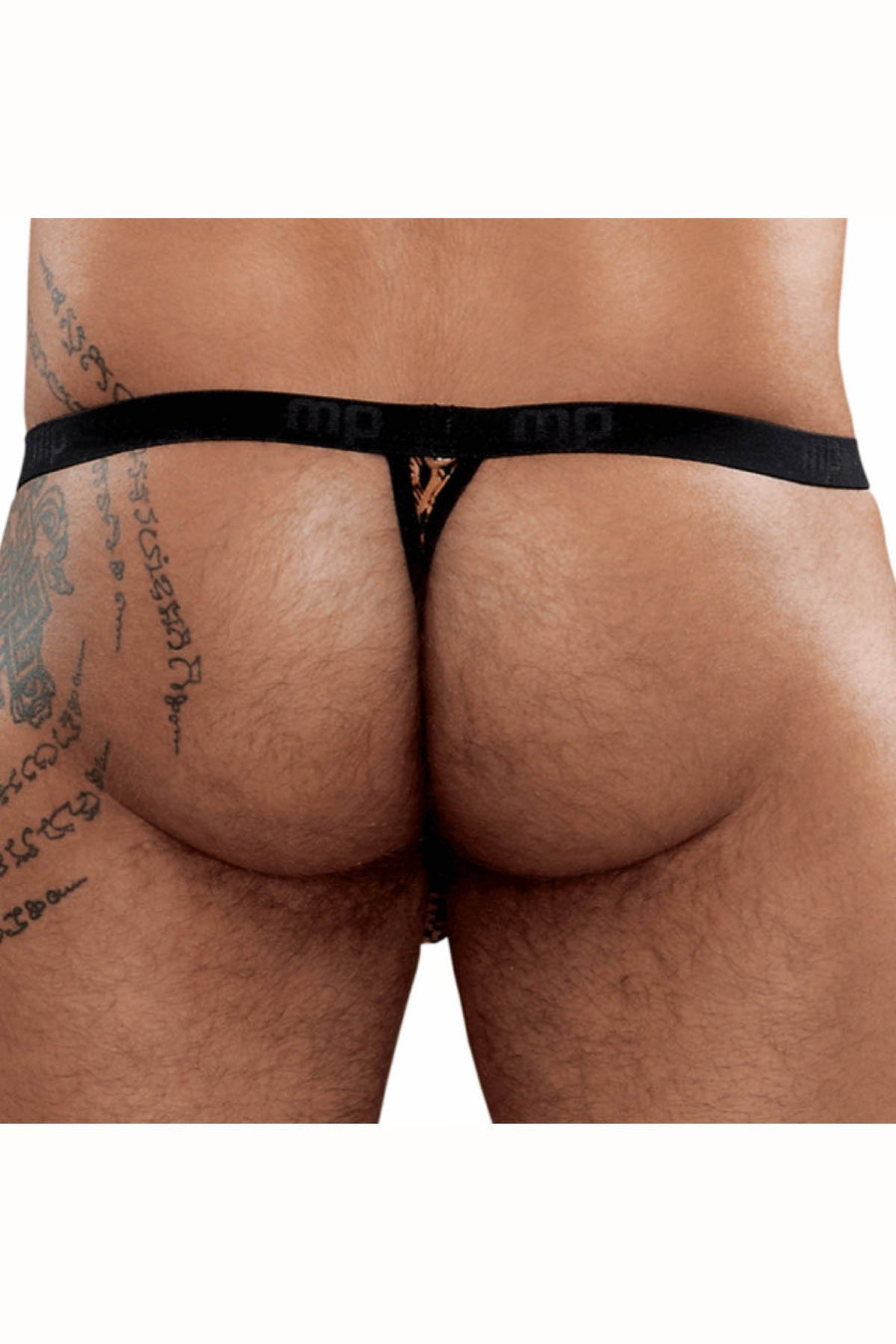 Male Power Black/Tan Animal Burnout Thong