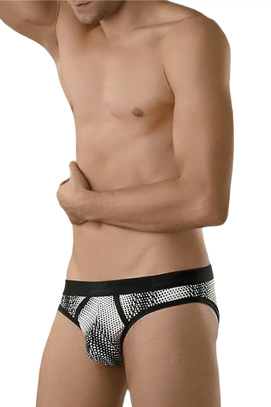 Male Power Black/White Geometric-Dot Jock-Brief